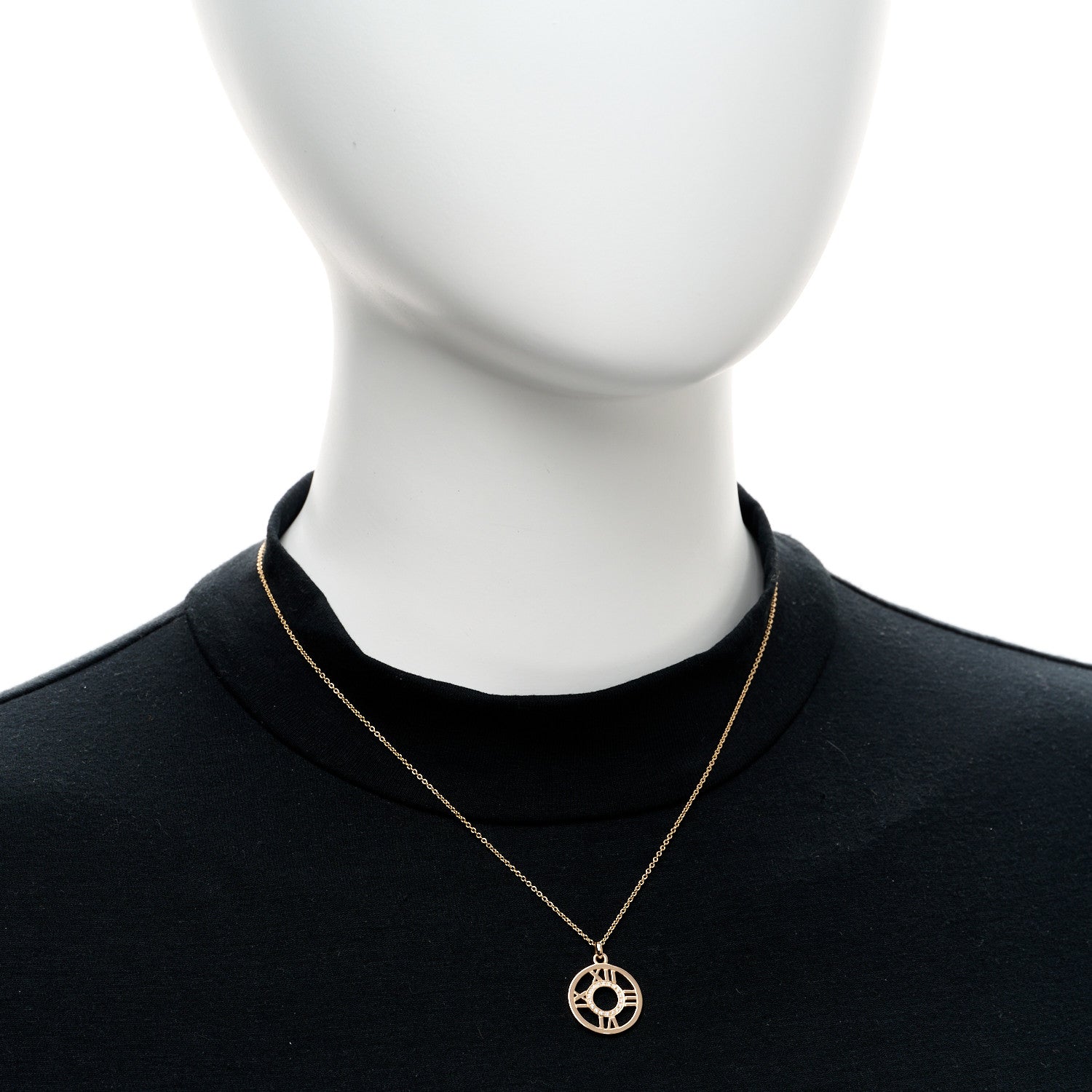 Tiffany 18K Rose Gold Diamond Small Atlas Open Pendant Necklace 2 of 5