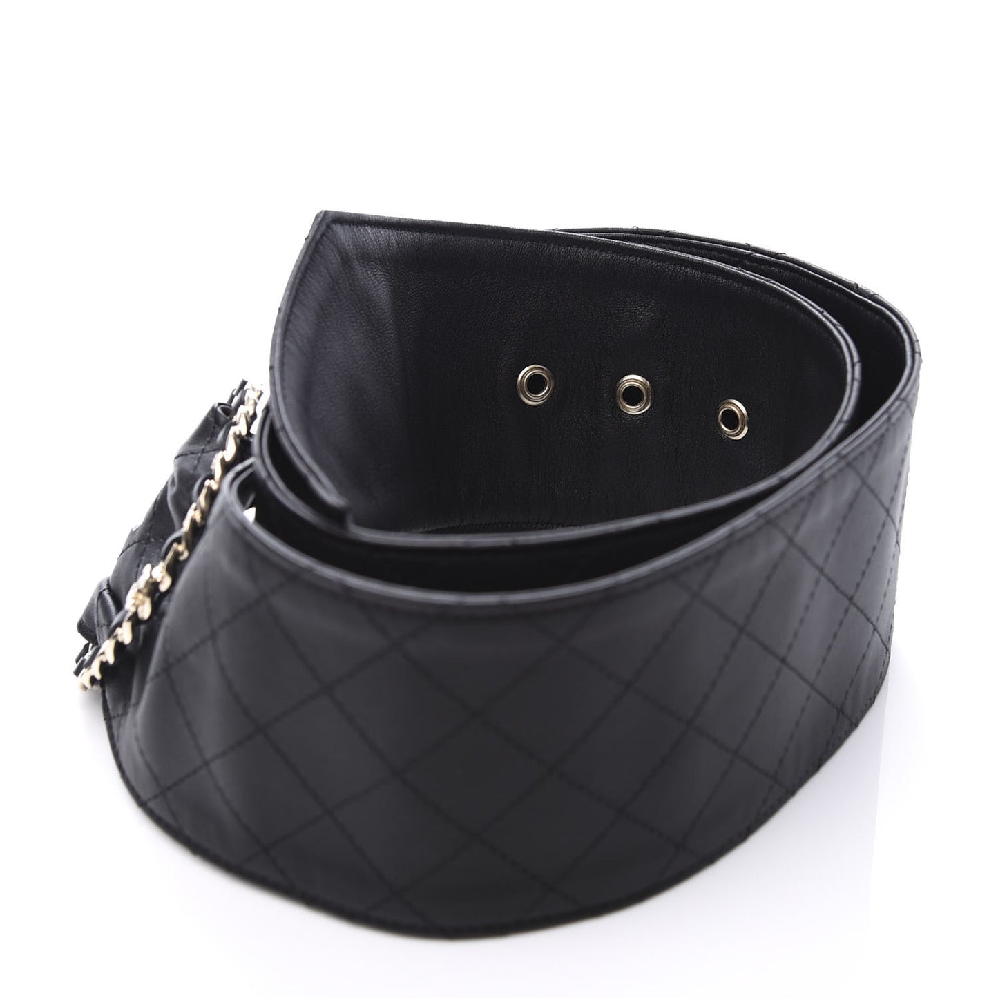 Lambskin Stitched Chain Belt 80 34 Black