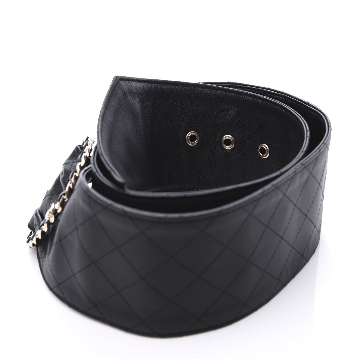 Chanel Lambskin Stitched Chain Belt 80 34 Black 4 of 7