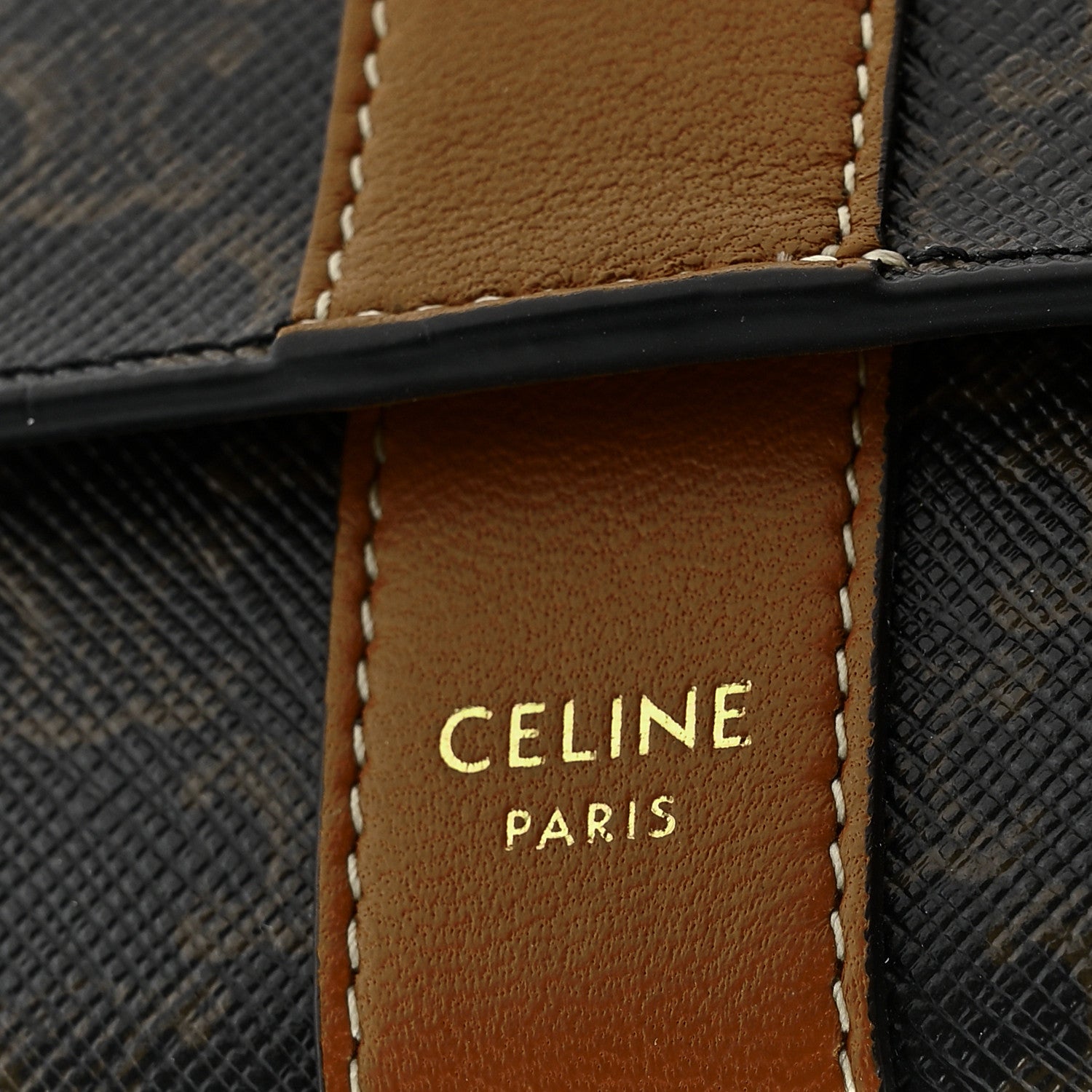 Celine Canvas Triomphe Lambskin Folded Compact Wallet Tan 6 of 8