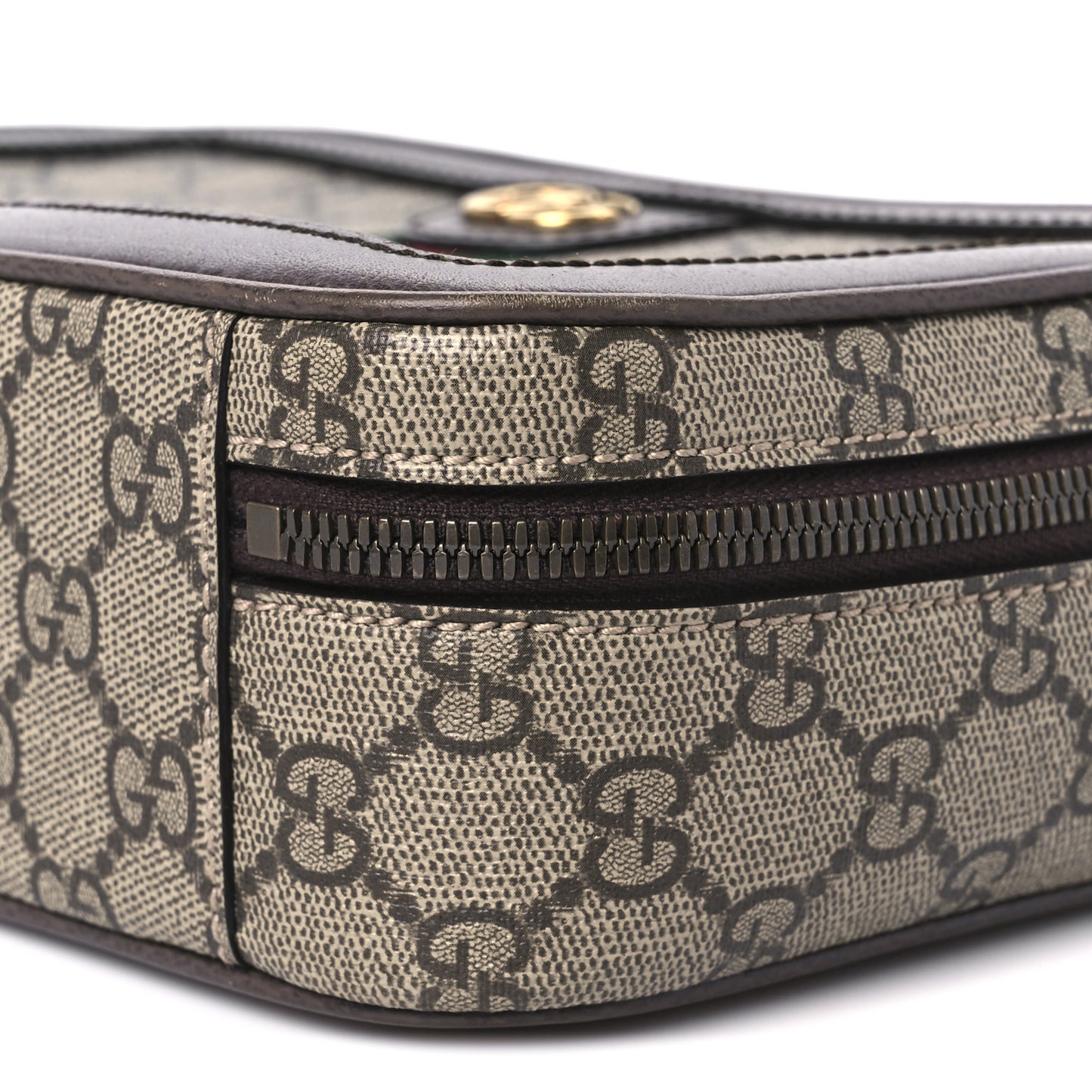 GG Supreme Monogram Web Small Ophidia Top Handle Shoulder Bag Brown