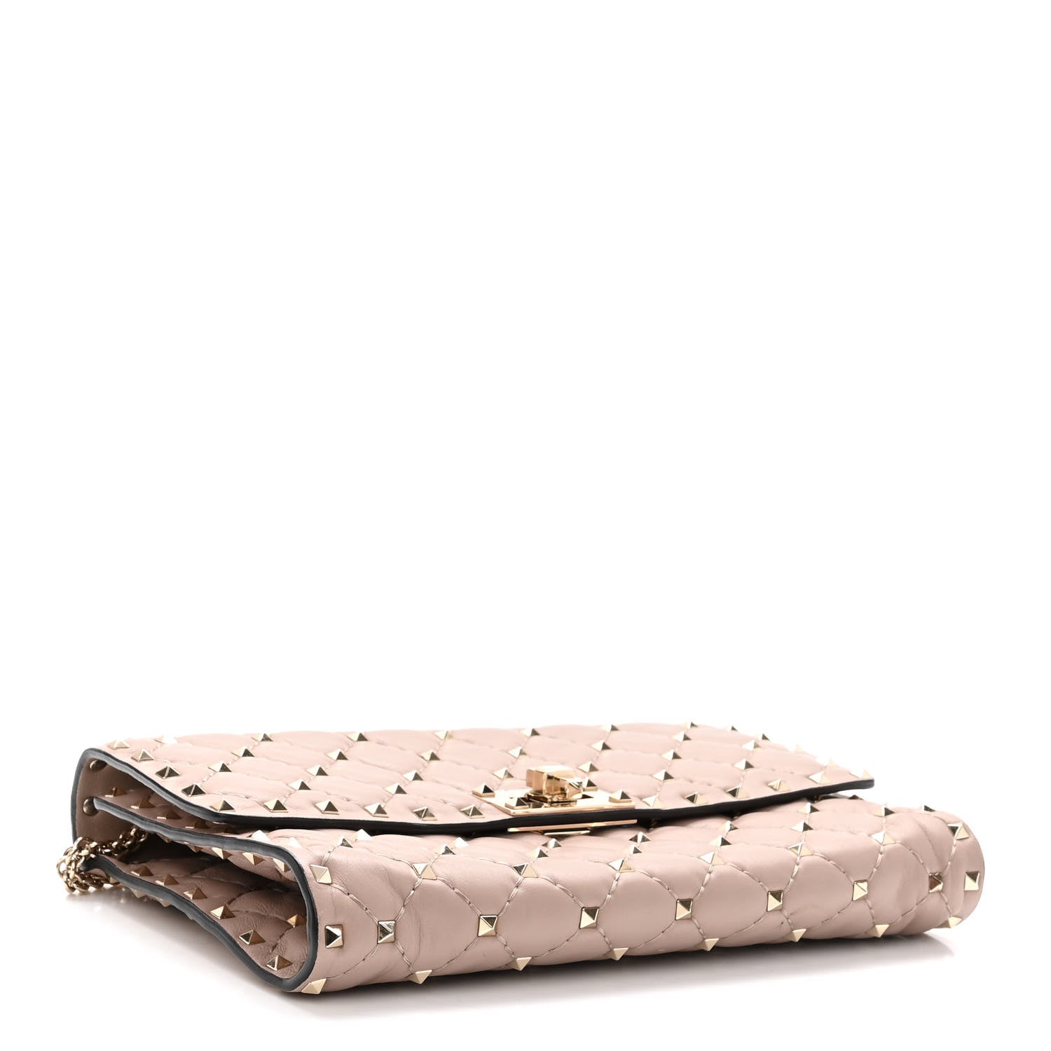 Valentino Garavani Nappa Rockstud Spike Wallet On Chain Poudre 4 of 9