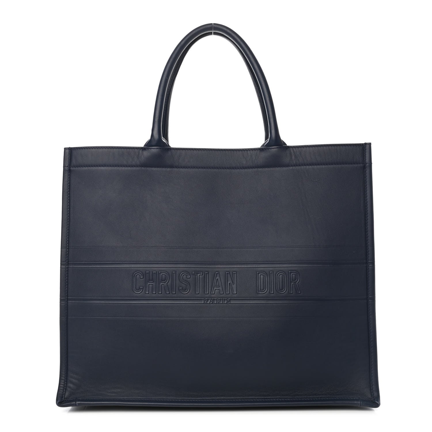 Christian Dior Calfskin Embossed Book Tote Navy Blue 1 of 10