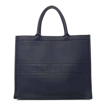Christian Dior Calfskin Embossed Book Tote Navy Blue 1 of 10