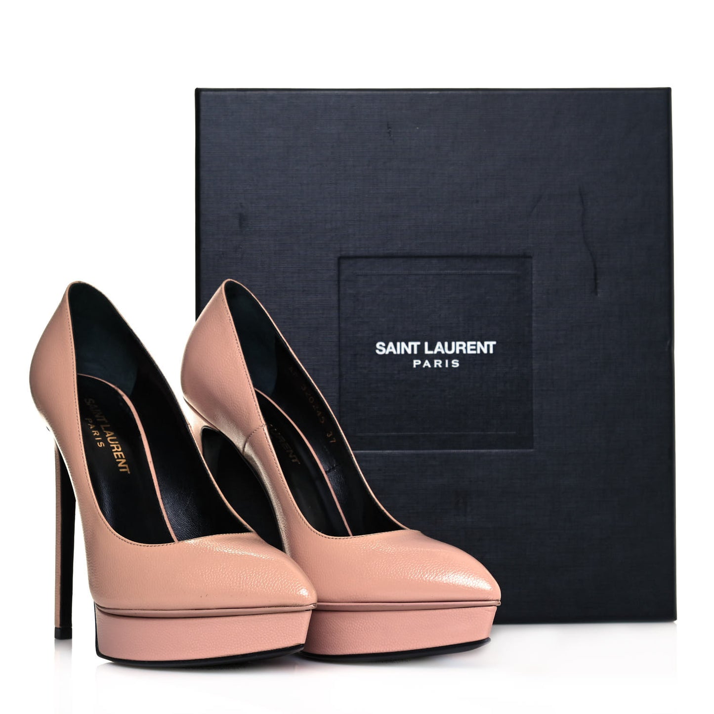 Pebbled Patent Calfskin Janis 105 Platform Pumps 37 Pale Pink