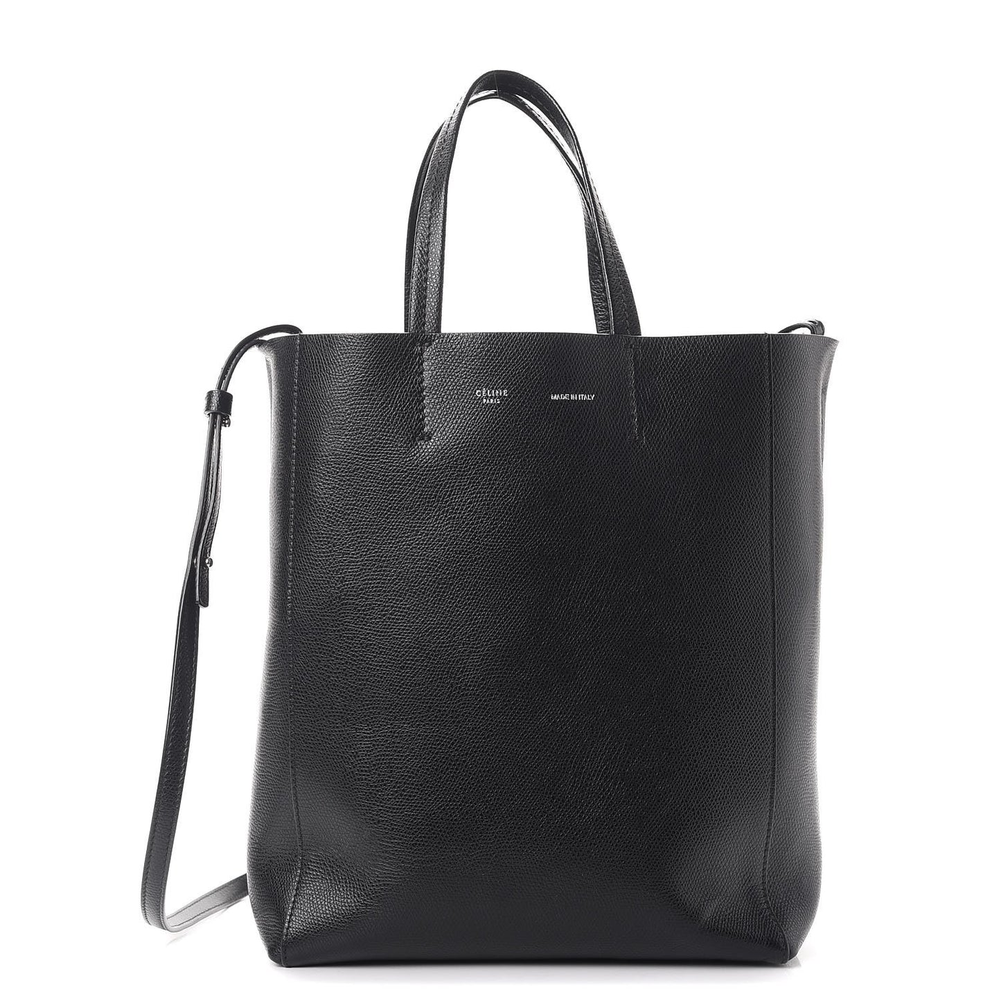 Grained Calfskin Small Vertical Cabas Black