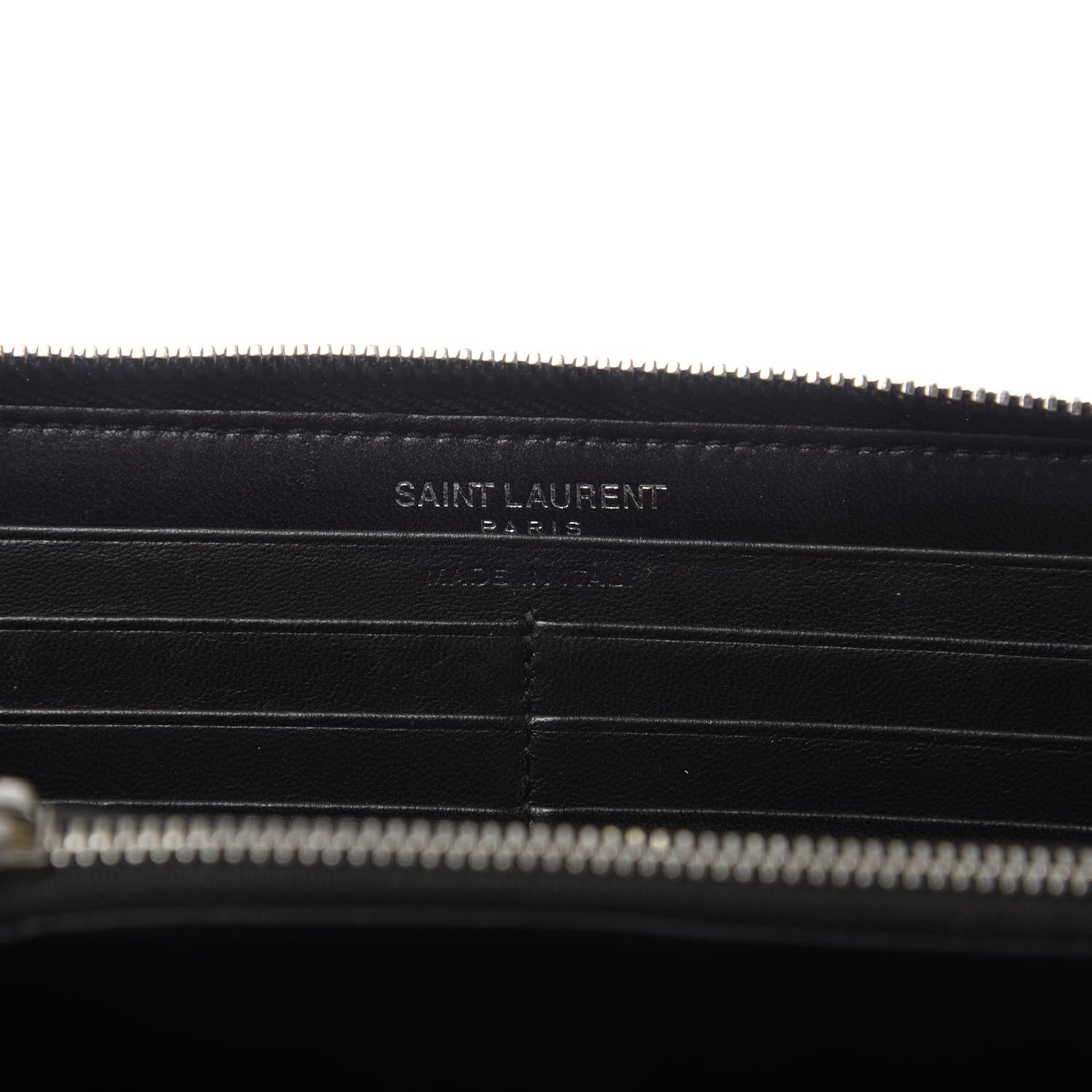 Saint Laurent Calfskin Crocodile Embossed Monogram Zip Around Wallet Black 8 of 9