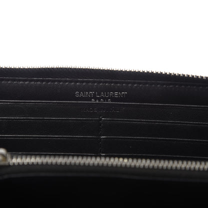 Saint Laurent Calfskin Crocodile Embossed Monogram Zip Around Wallet Black 8 of 9