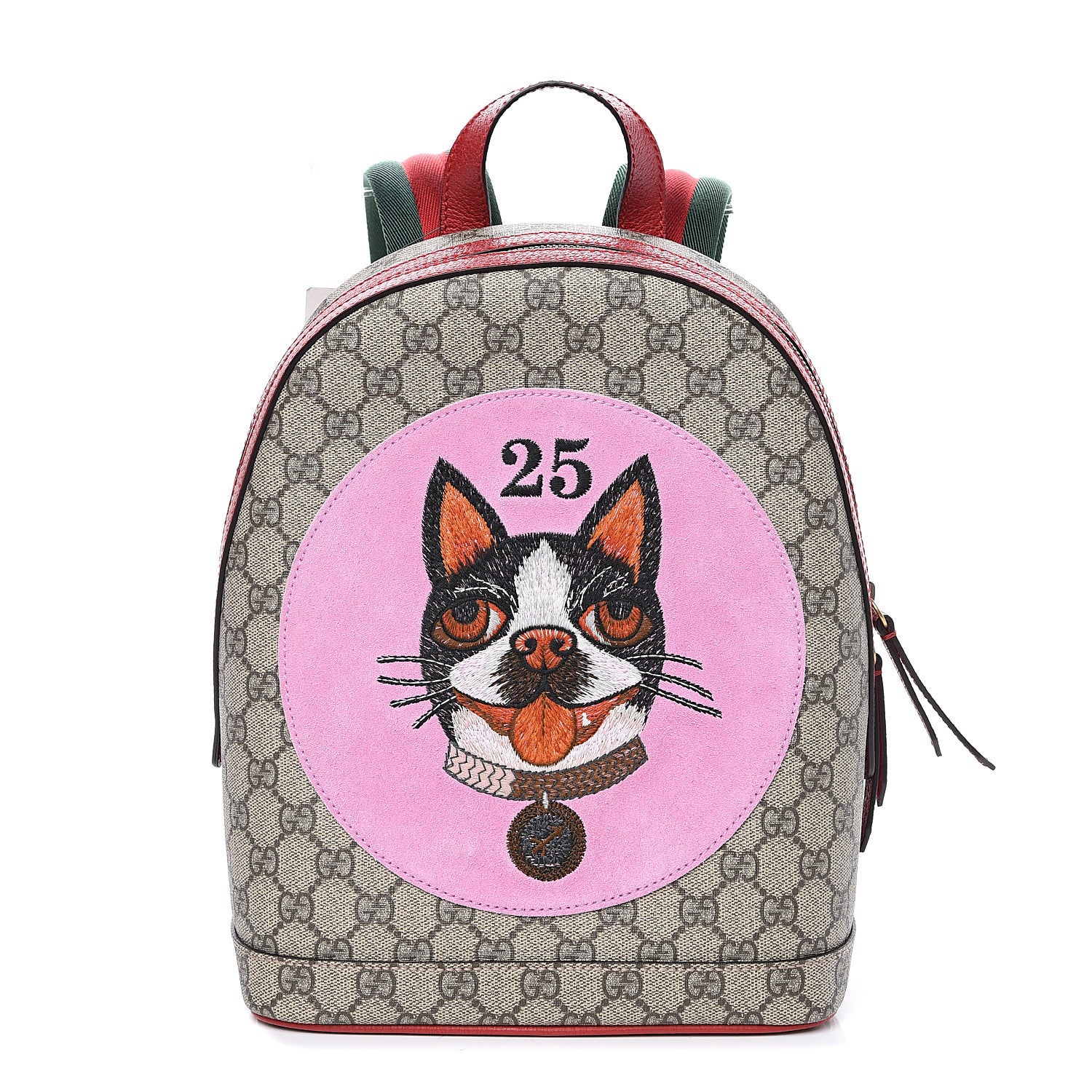 Gucci GG Supreme Monogram Web Bosco Patch Dome Backpack Beige Malva Hibiscus Red 1 of 9