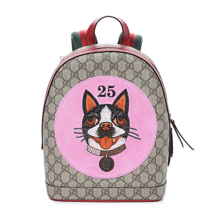 Gucci GG Supreme Monogram Web Bosco Patch Dome Backpack Beige Malva Hibiscus Red 1 of 9