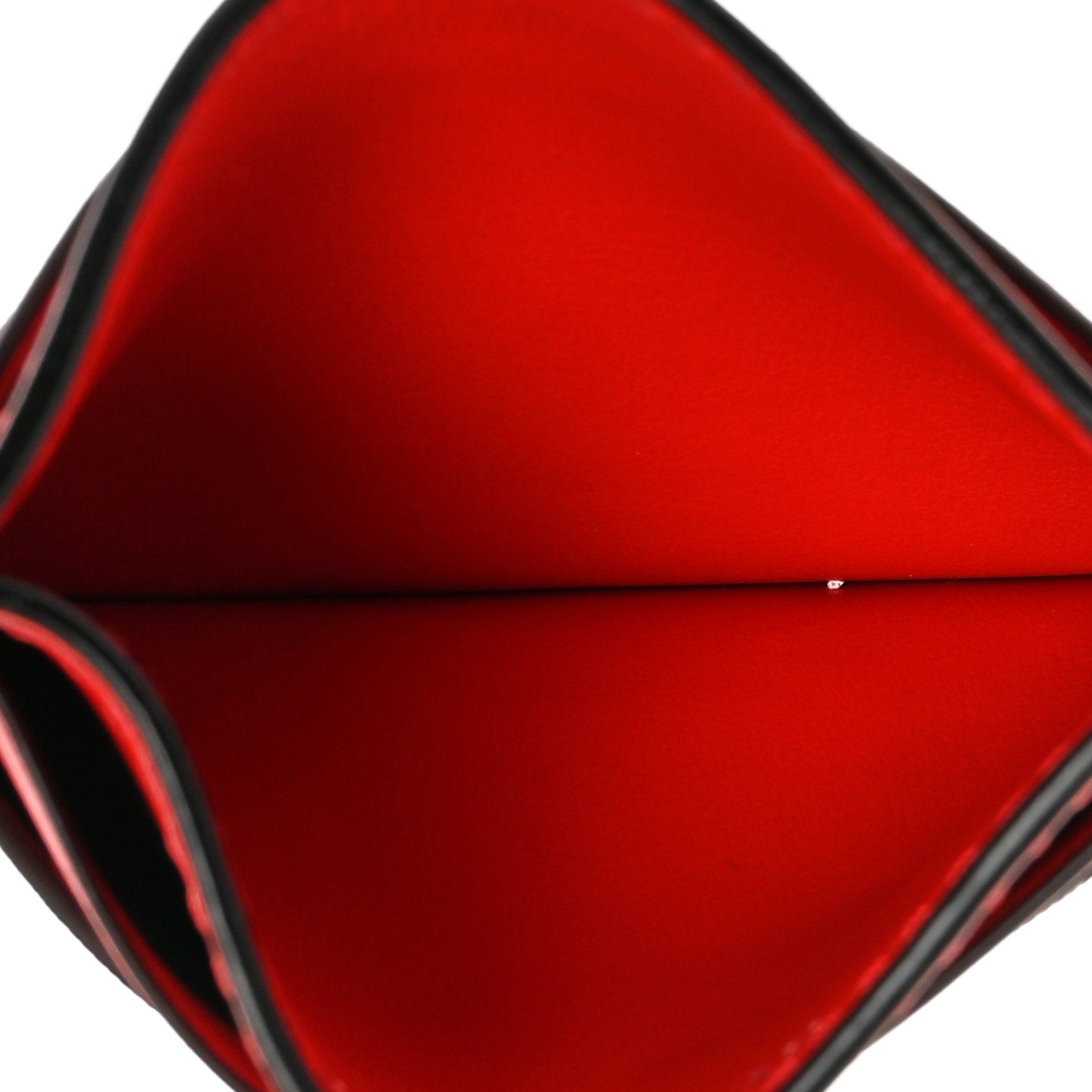 Calfskin Vintage Check Graffiti Print Card Holder Red