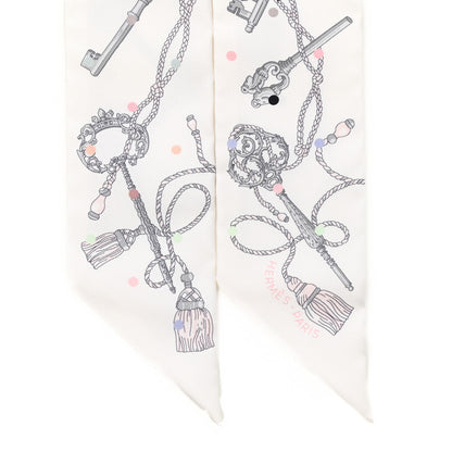 Hermes Silk Les Cles A Pois Twilly White Gris Acier 2 of 4