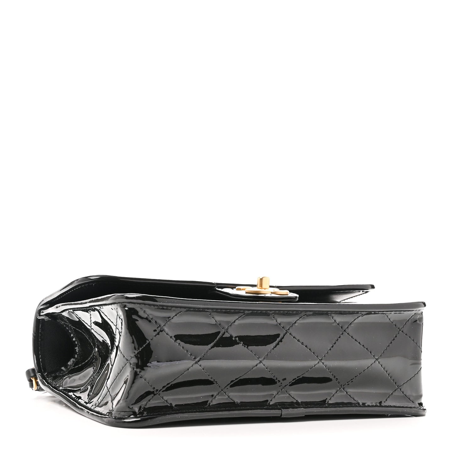 Patent Quilted Small School Memory Top Handle Flap Black