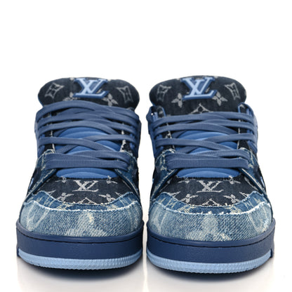 Louis Vuitton Monogram Denim Mens LV Trainer Sneakers 9.5 Blue 3 of 9