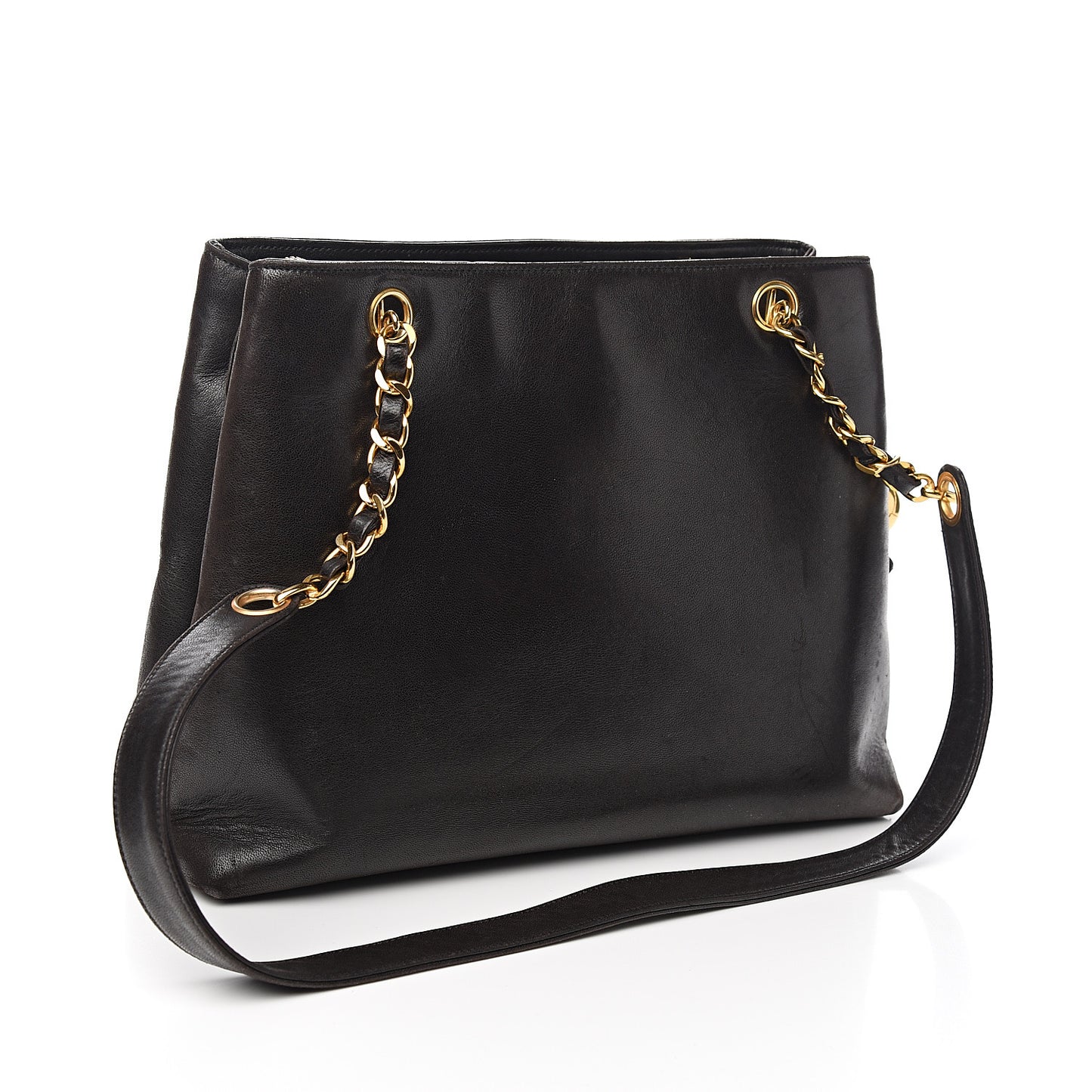 Lambskin CC Flap Shopping Tote Black