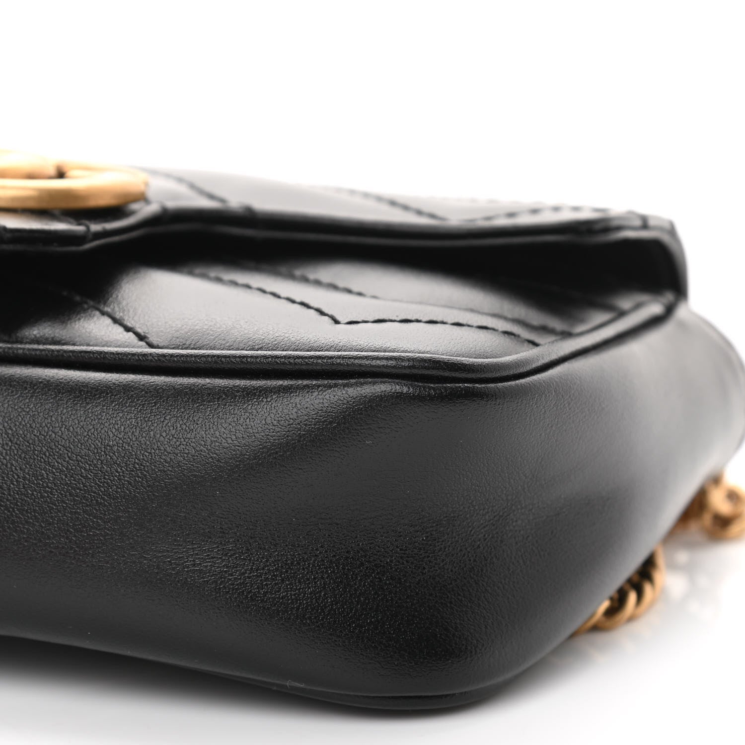 Gucci Calfskin Matelasse Super Mini GG Marmont Shoulder Bag Black 10 of 10