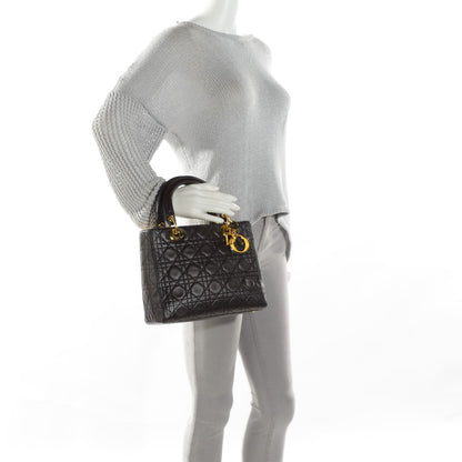 Christian Dior Lambskin Cannage Medium Lady Dior Dark Brown 2 of 6
