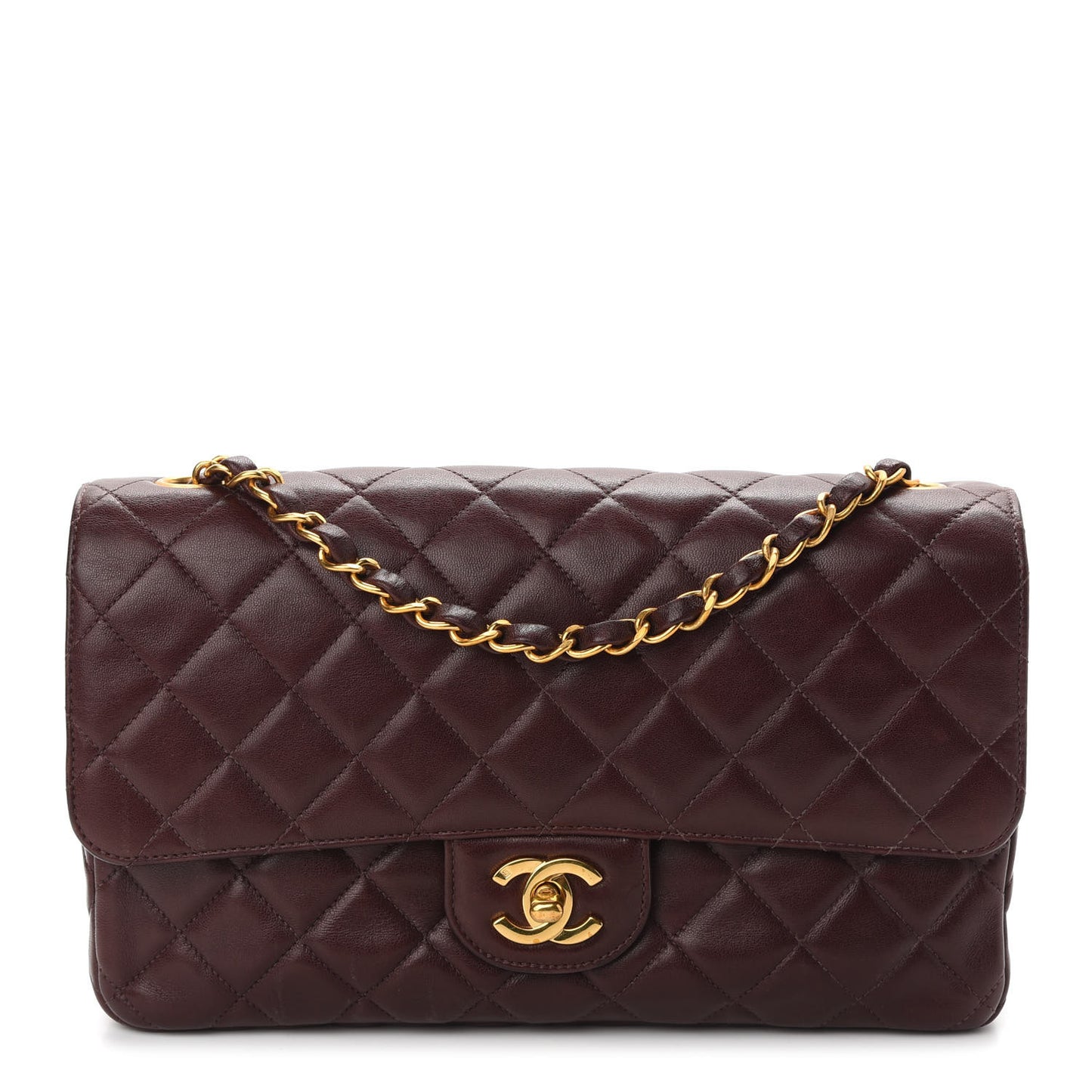 Lambskin Quilted Medium Single Flap Burgundy