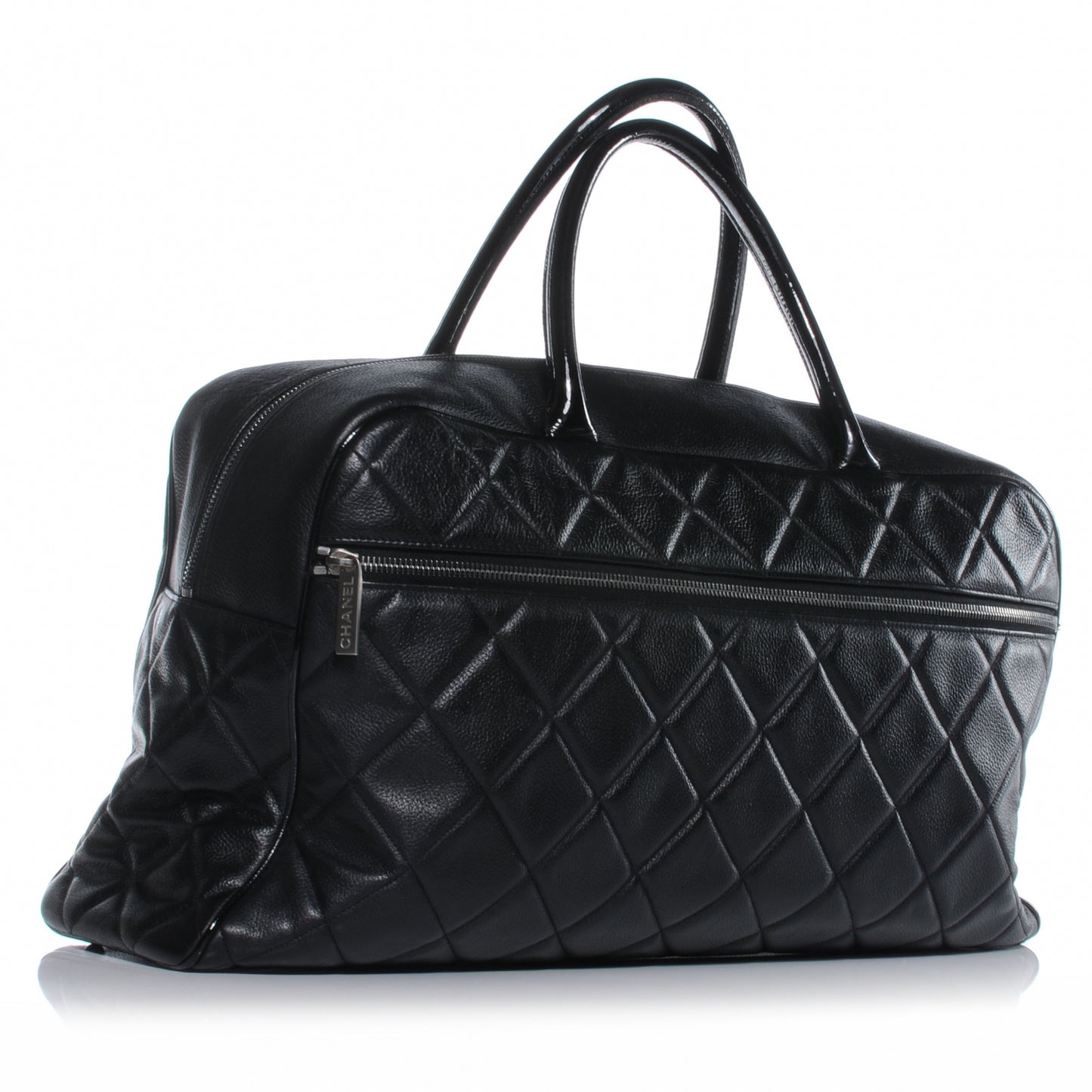 Patent and Caviar Quilted Large Boston Black