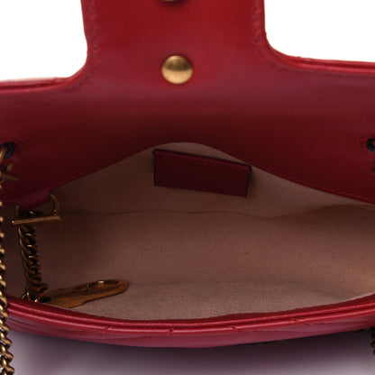 Gucci Calfskin Matelasse Super Mini GG Marmont Shoulder Bag Hibiscus Red 4 of 10