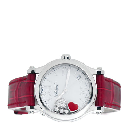 Chopard Stainless Steel Alligator Diamond Ruby 36mm Happy Sport Heart Quartz Watch 2 of 5