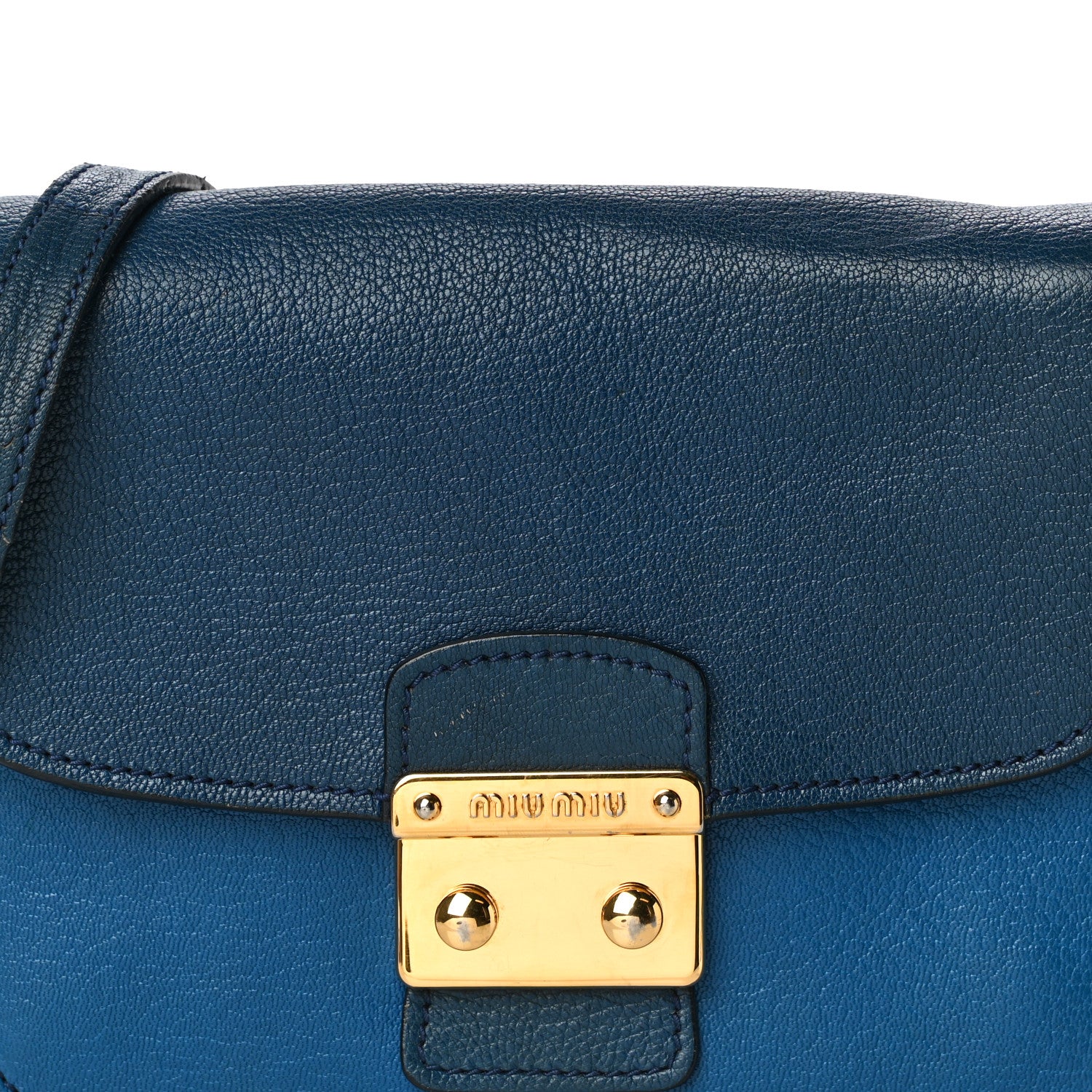 Miu Miu Vitello Phenix Madras Shoulder Bag Cobalto Marea 7 of 18