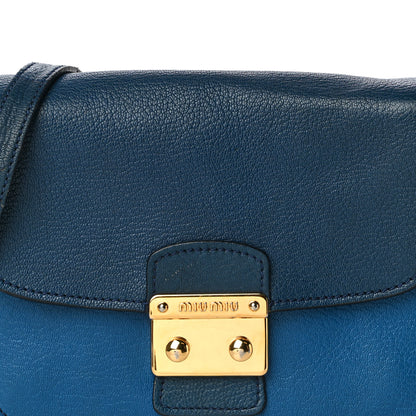 Miu Miu Vitello Phenix Madras Shoulder Bag Cobalto Marea 7 of 18