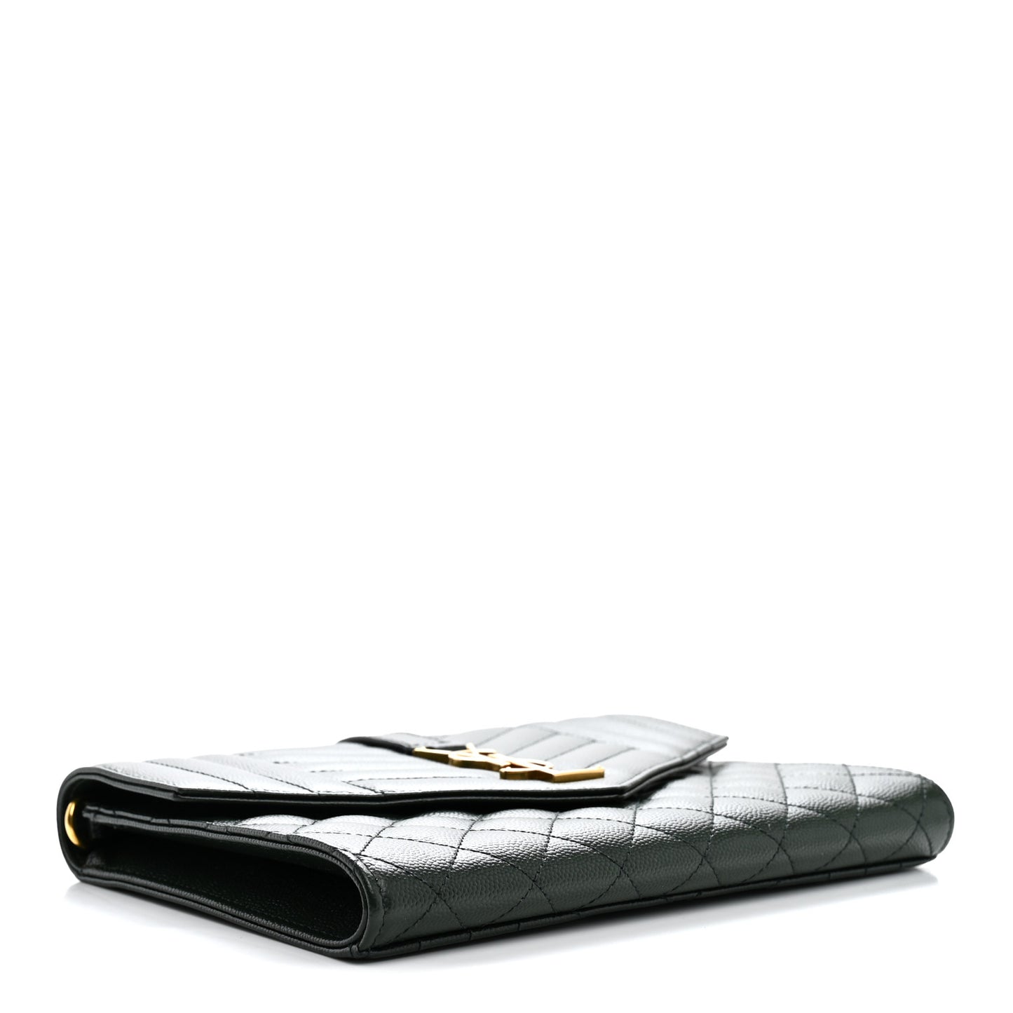 Grain De Poudre Textured Mixed Matelasse Triquilt Monogram Clutch Vert Fonce