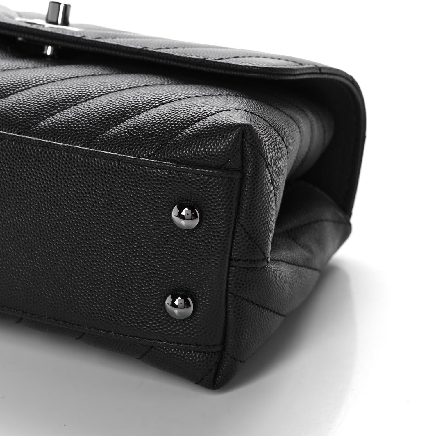 Chanel Caviar Chevron Quilted Mini Coco Handle Flap Dark Grey 10 of 11