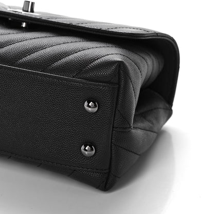 Chanel Caviar Chevron Quilted Mini Coco Handle Flap Dark Grey 10 of 11