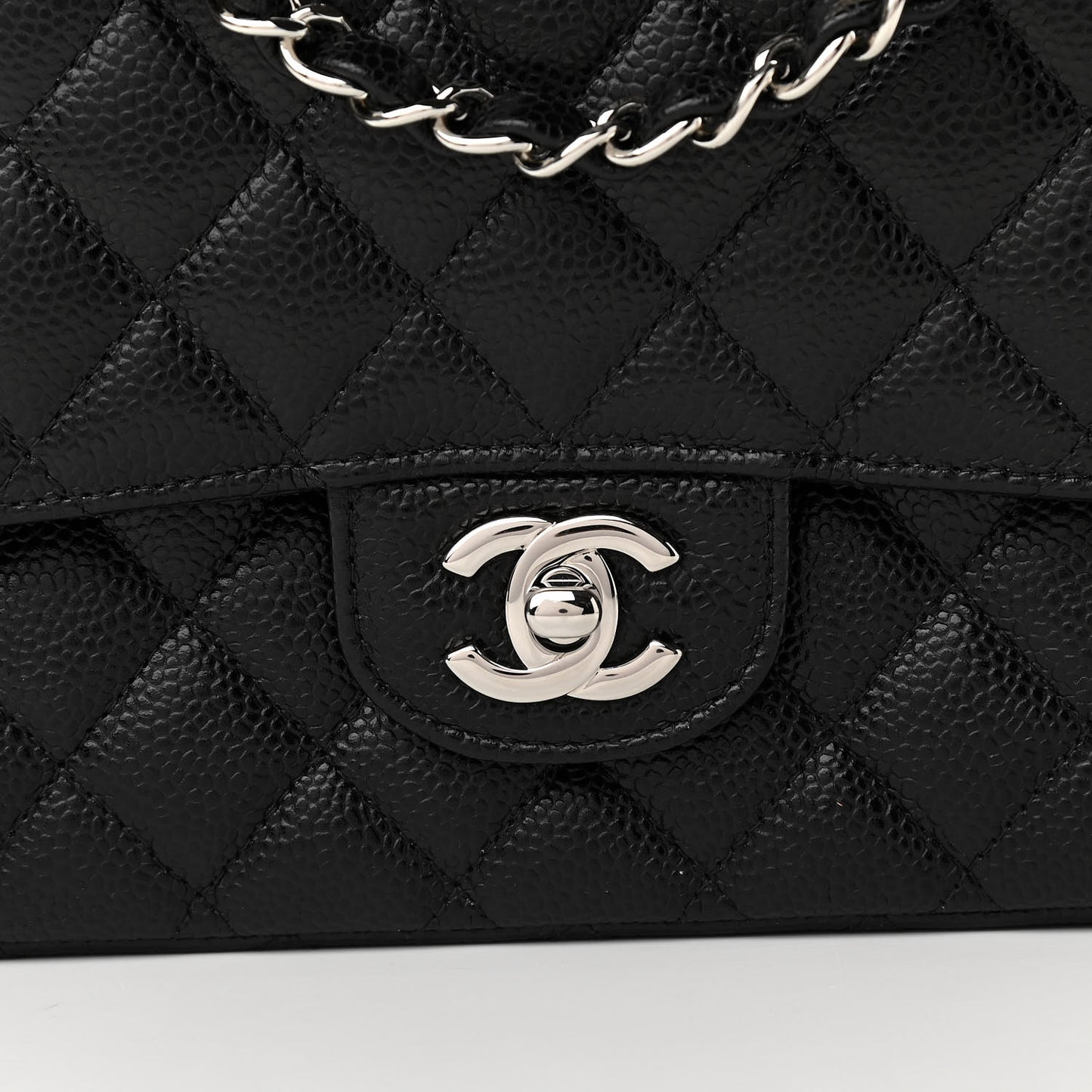 Caviar Quilted Medium Double Flap Black