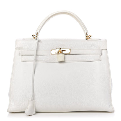 Hermes Taurillon Clemence Kelly Sellier 32 White 1 of 14