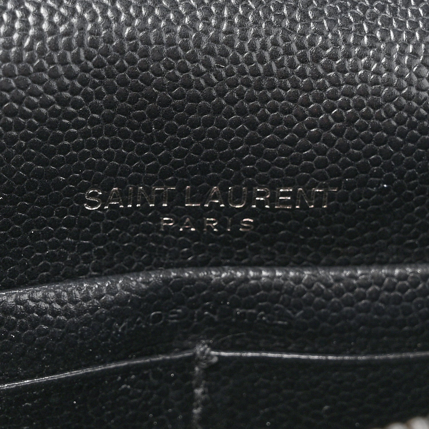 Saint Laurent Grain De Poudre Matelasse Chevron Monogram Monochrome Envelope Chain Wallet Black 6 of 13