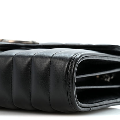 Gucci Calfskin Matelasse Aria GG Marmont Chain Wallet Black 10 of 13