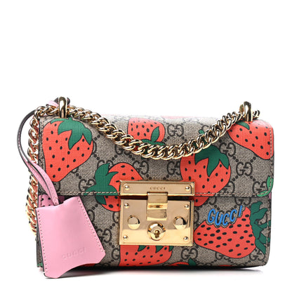 Gucci GG Supreme Monogram Strawberry Small Padlock Shoulder Bag 1 of 11