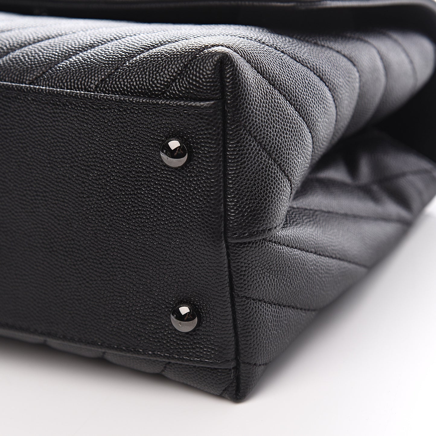 Caviar Chevron Quilted Small Coco Handle Flap So Black