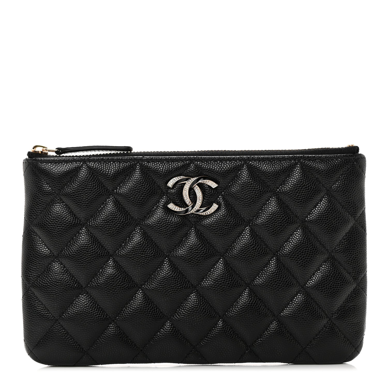 Chanel Caviar Quilted Crystal Enamel Cosmetic Case Black 1 of 8