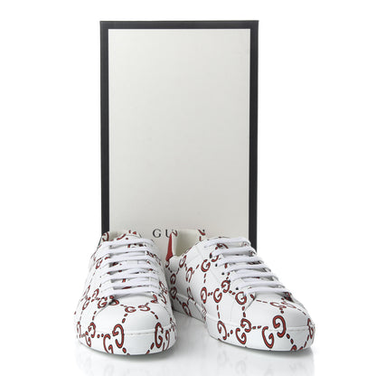 Gucci Calfskin GucciGhost Print Mens Ace Sneakers 8.5 White Hibiscus Red 10 of 10