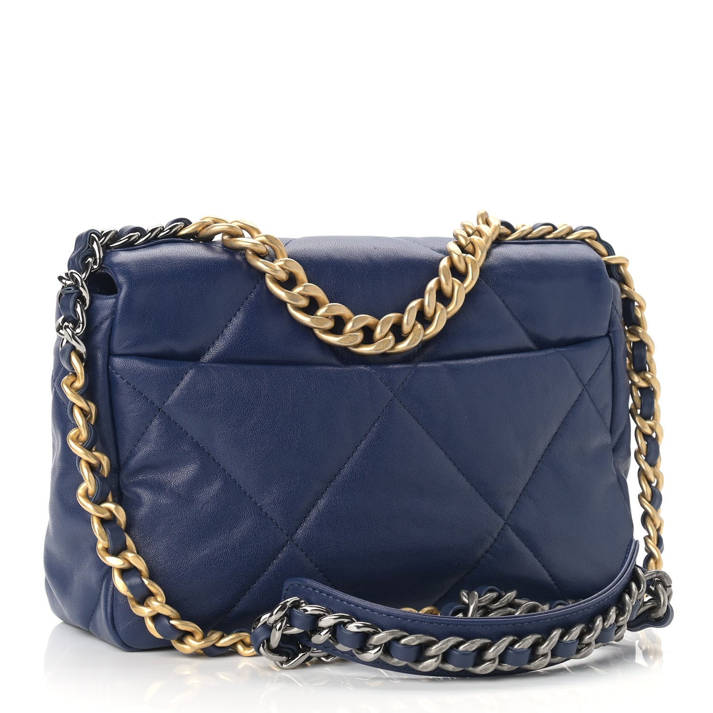 Goatskin Quilted Medium Chanel 19 Flap Dark Blue