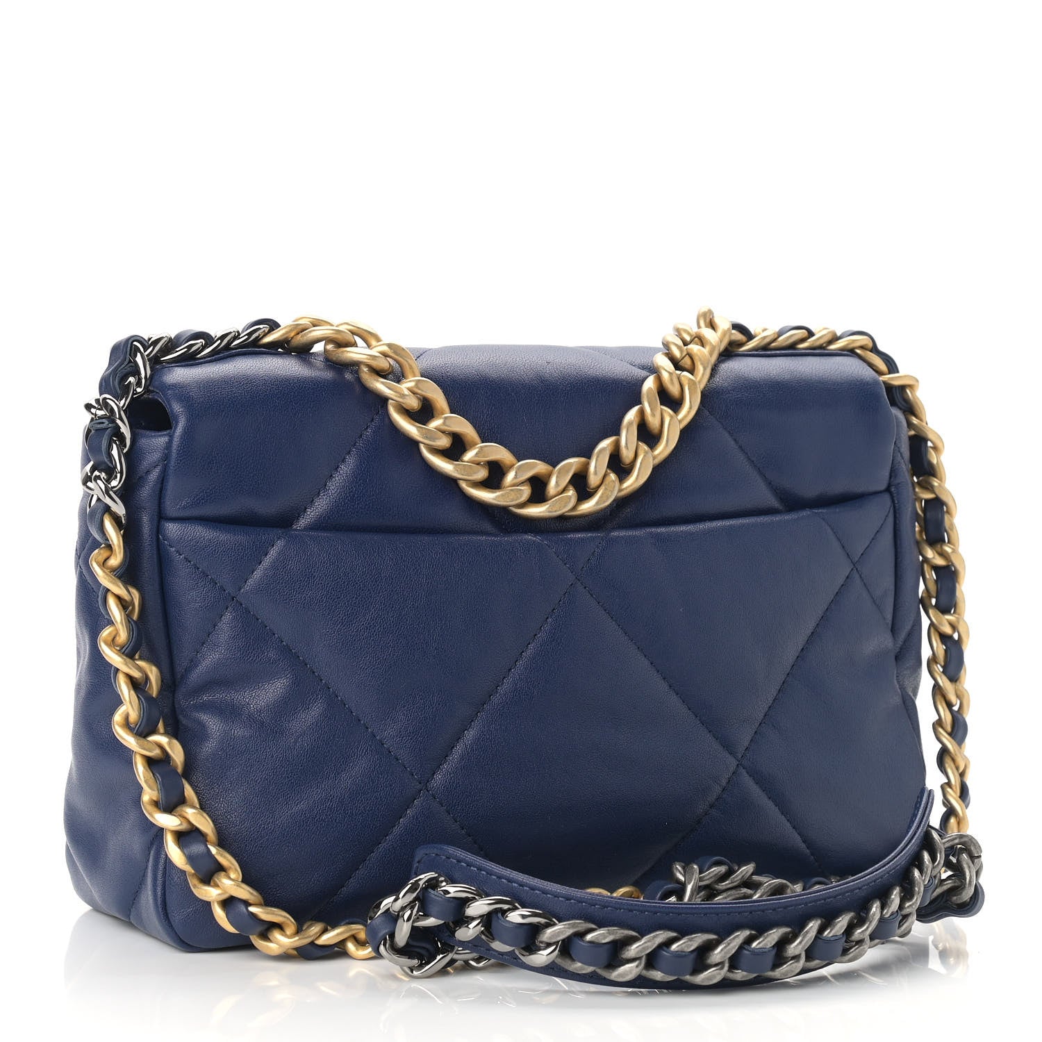 Chanel Goatskin Quilted Medium Chanel 19 Flap Dark Blue 5 of 13