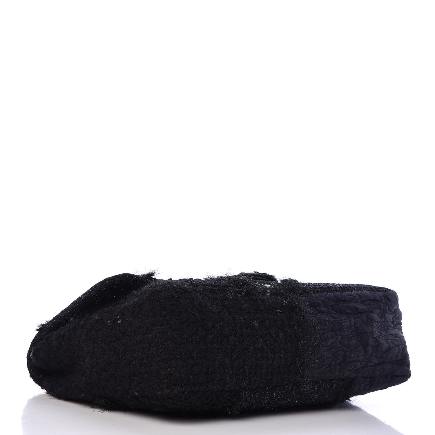 Chanel Tweed Faux Fur Patchwork Jumbo Single Flap Black 4 of 10