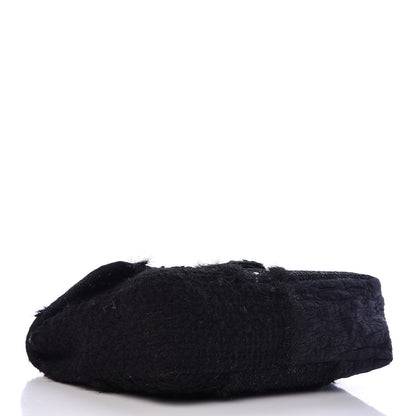 Chanel Tweed Faux Fur Patchwork Jumbo Single Flap Black 4 of 10