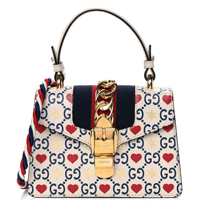 Gucci Calfskin Valentine's Day Exclusive Mini Sylvie Top Handle Bag Ivory 1 of 11