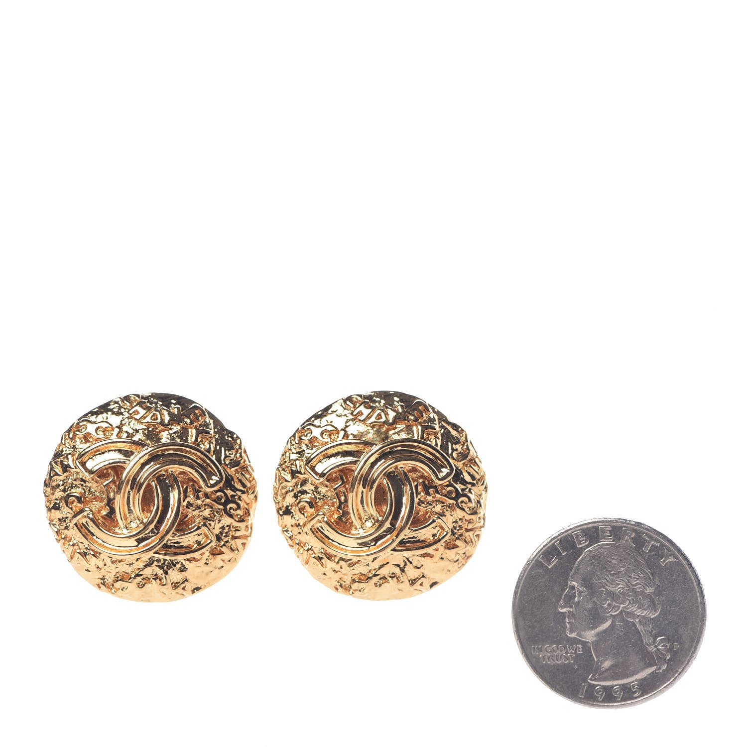 Chanel Round CC Clip On Earrings Gold 2 of 5
