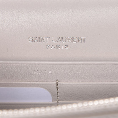 Saint Laurent Calfskin Crocodile Embossed Kate Monogram Tassel Chain Wallet Cremasoft 6 of 8