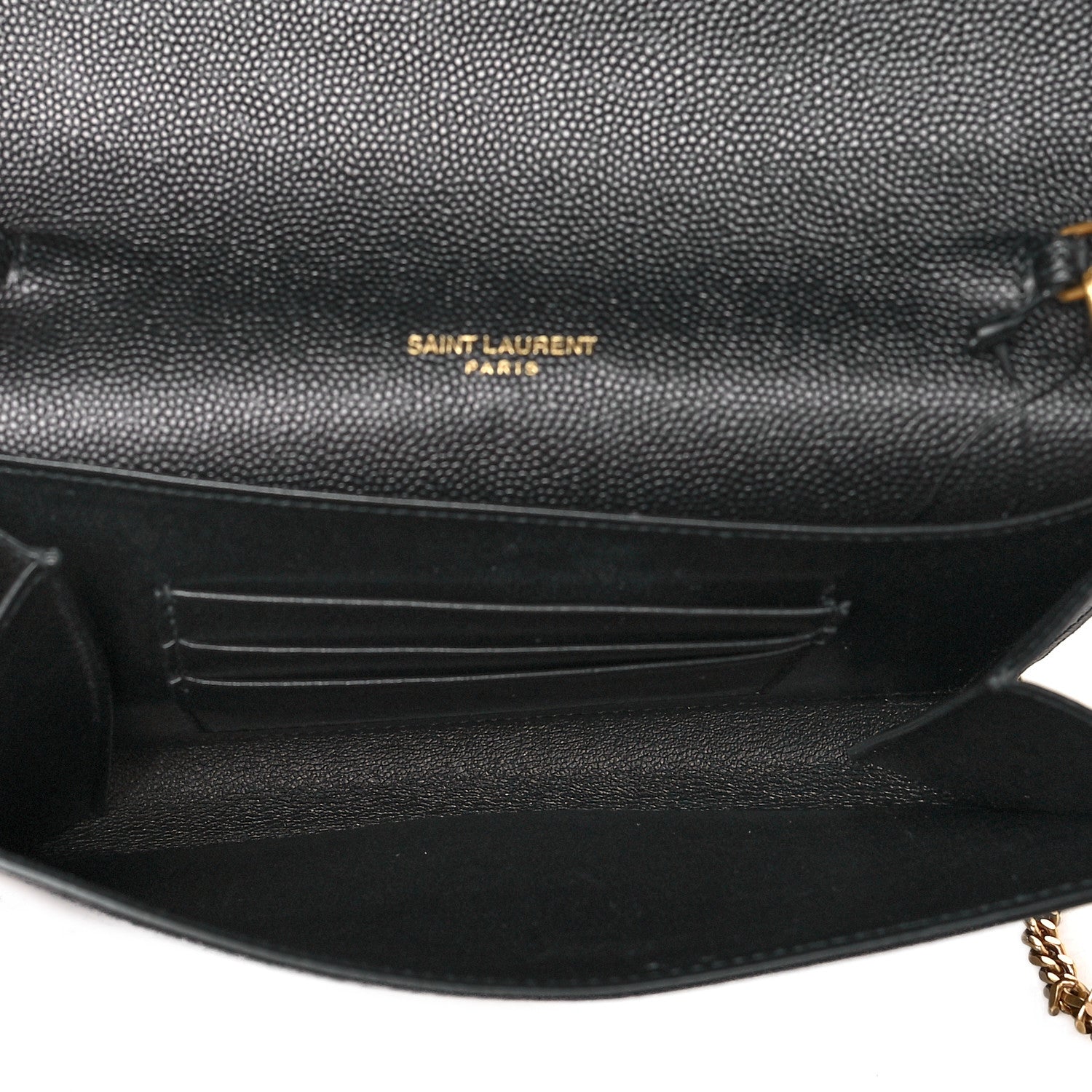Saint Laurent Grain De Poudre Monogram Cassandra Chain Wallet Black 5 of 10