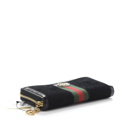 Gucci Suede Patent GG Web Ophidia Zip Around Wallet Black 4 of 6
