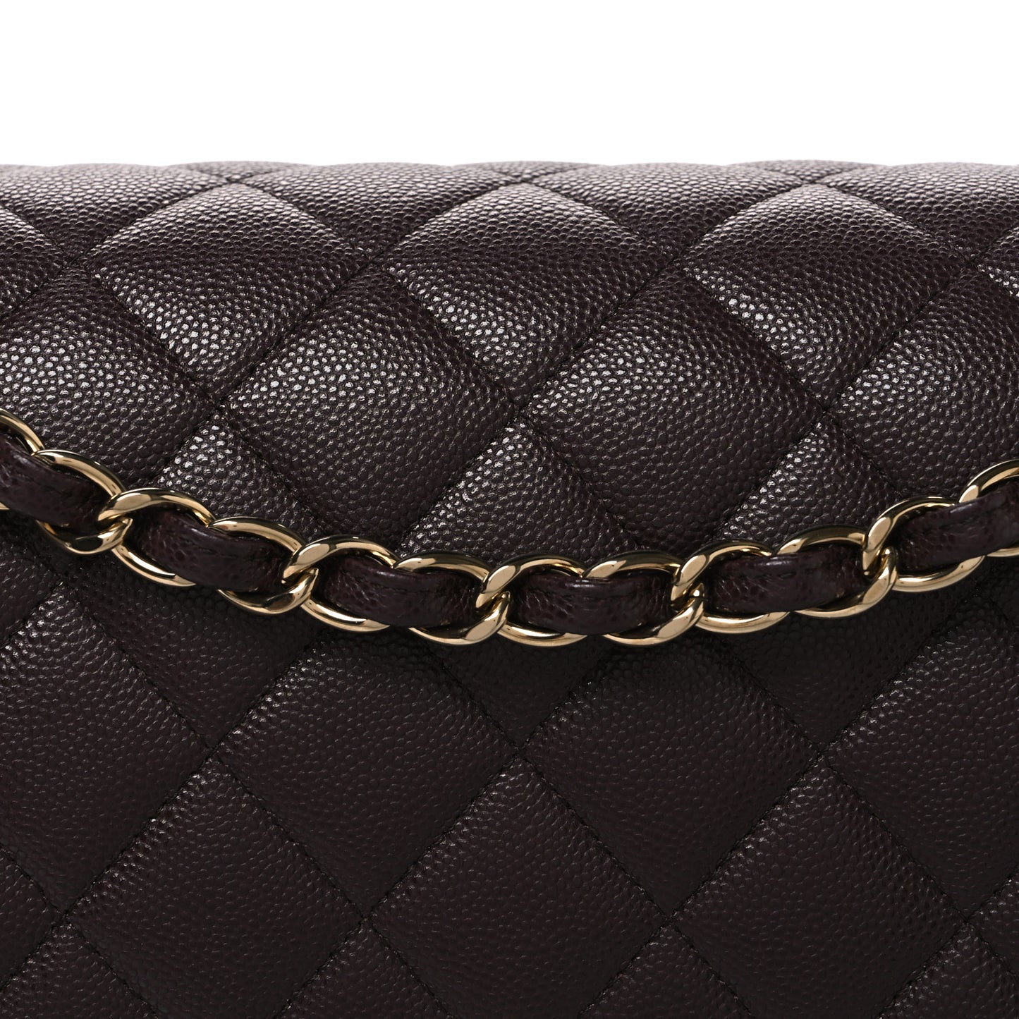 Caviar Quilted Jumbo Double Flap Dark Brown