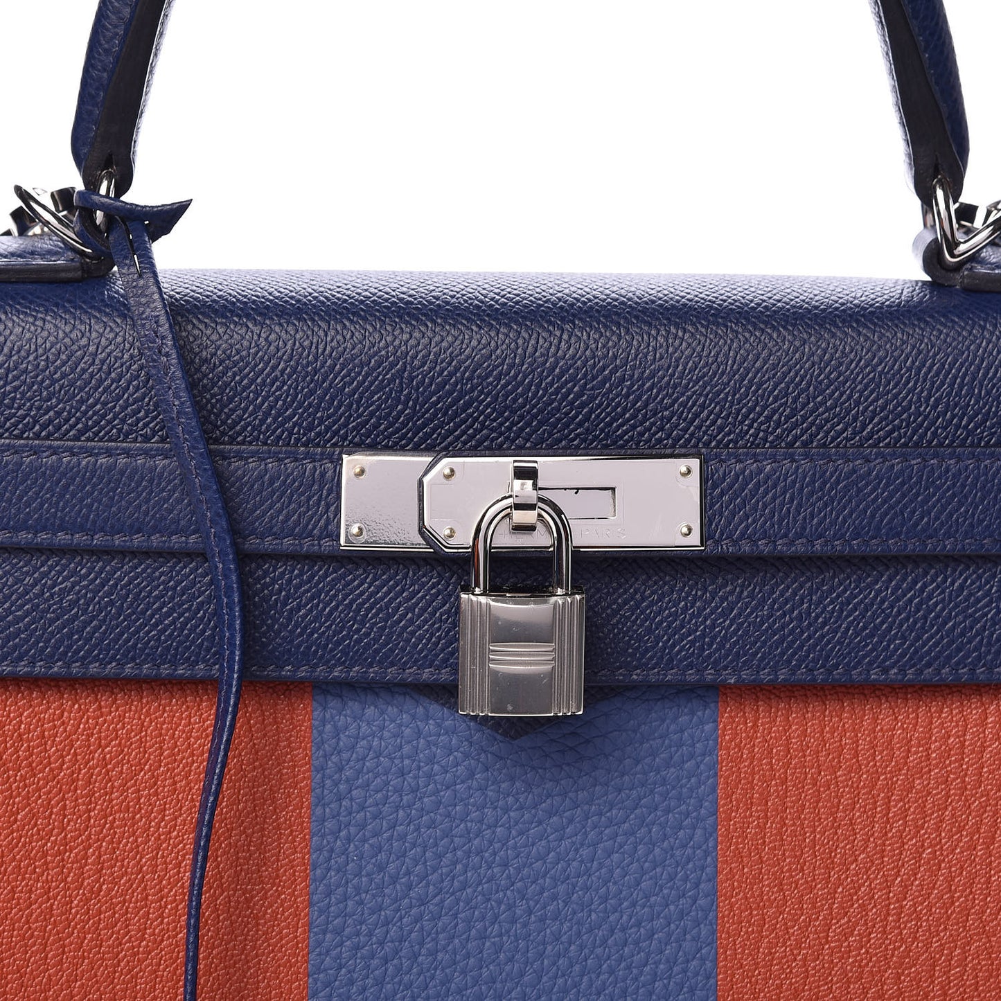 Epsom Taurillon Clemence Chevre Mysore Horseshoe Kellygraphie Lettre M Kelly Sellier 28 Bleu Sapphire Brighton Brique