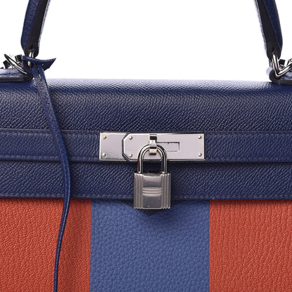 Hermes Epsom Taurillon Clemence Chevre Mysore Horseshoe Kellygraphie Lettre M Kelly Sellier 28 Bleu Sapphire Brighton Brique 11 of 12